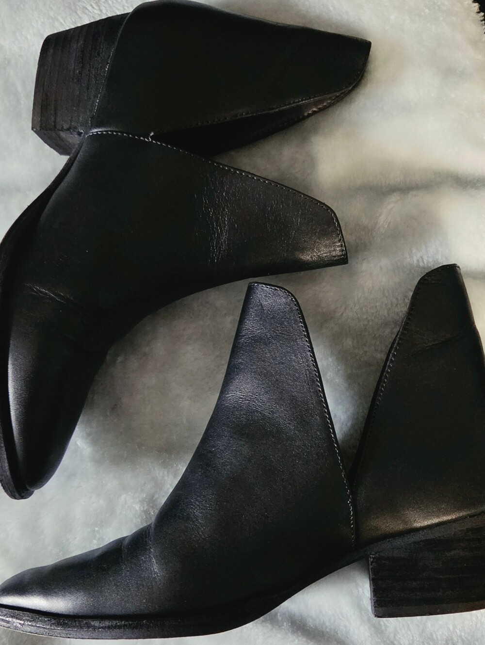 Free People Black Leather Cutout Ankle Booties